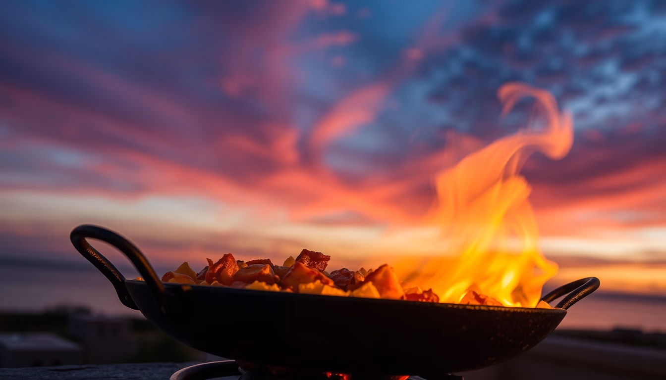 paella pan large in editorial style