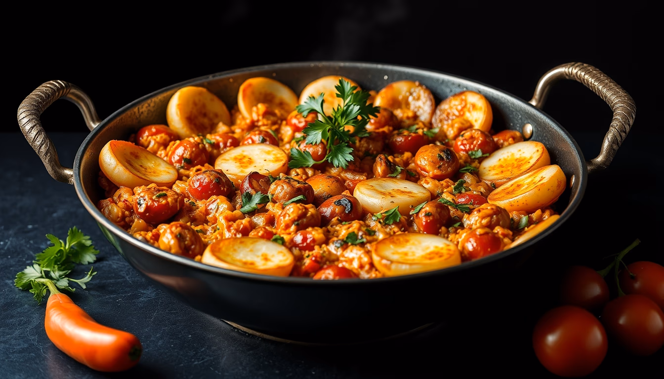 paella pan large in editorial style