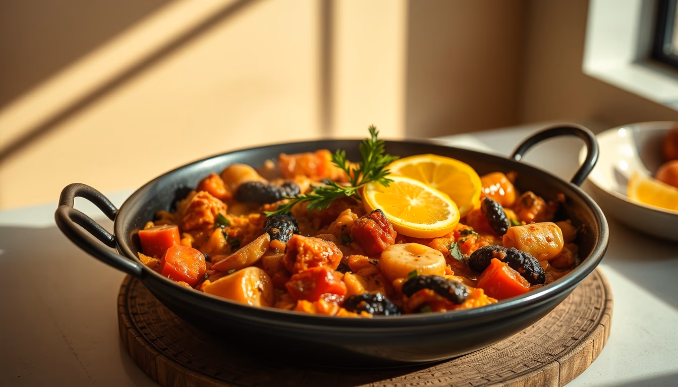 paella valencian style in editorial style