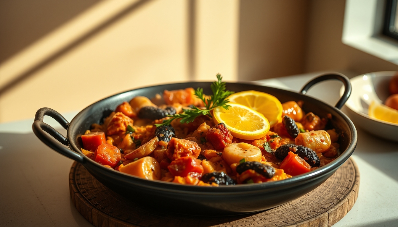 paella valencian style in editorial style