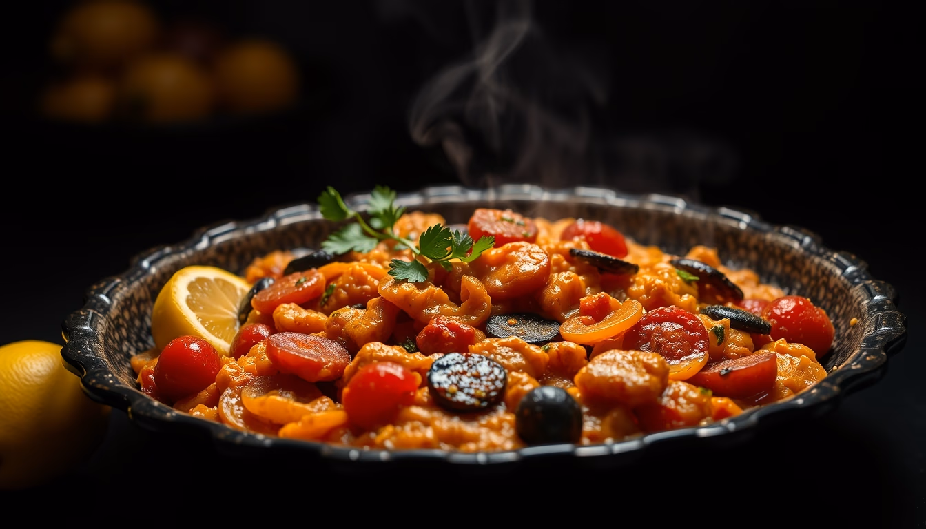 paella valencian style in editorial style