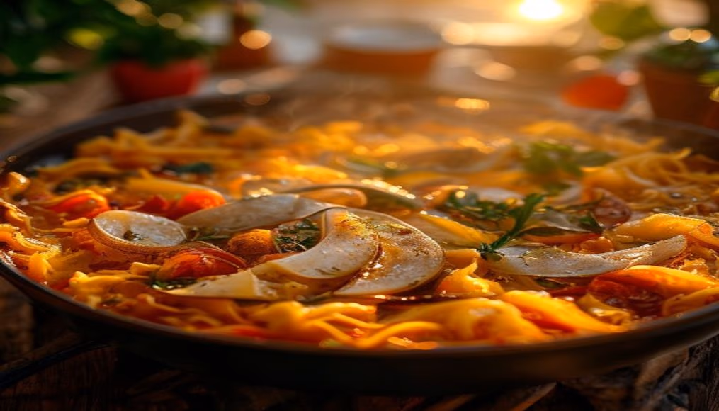 paella valencian style in editorial style