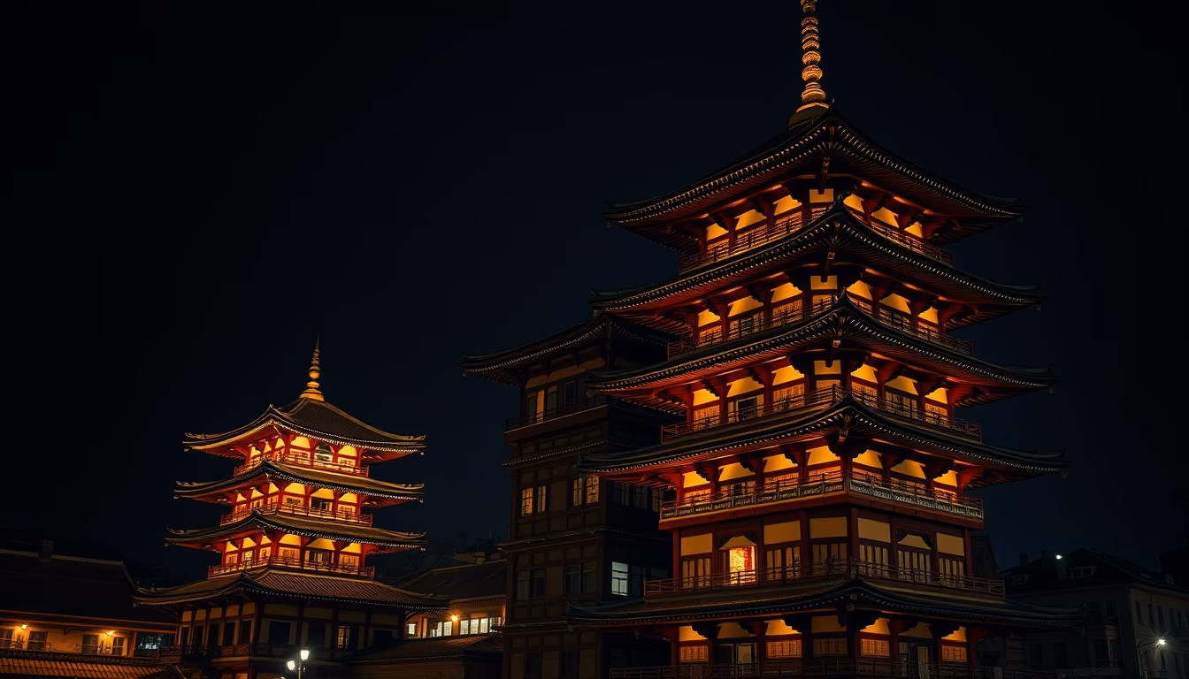 pagoda multiple stories in editorial style