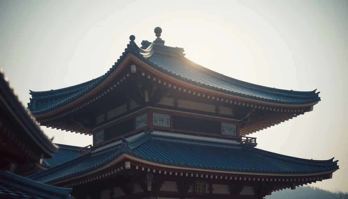 pagoda roof japanese in editorial style