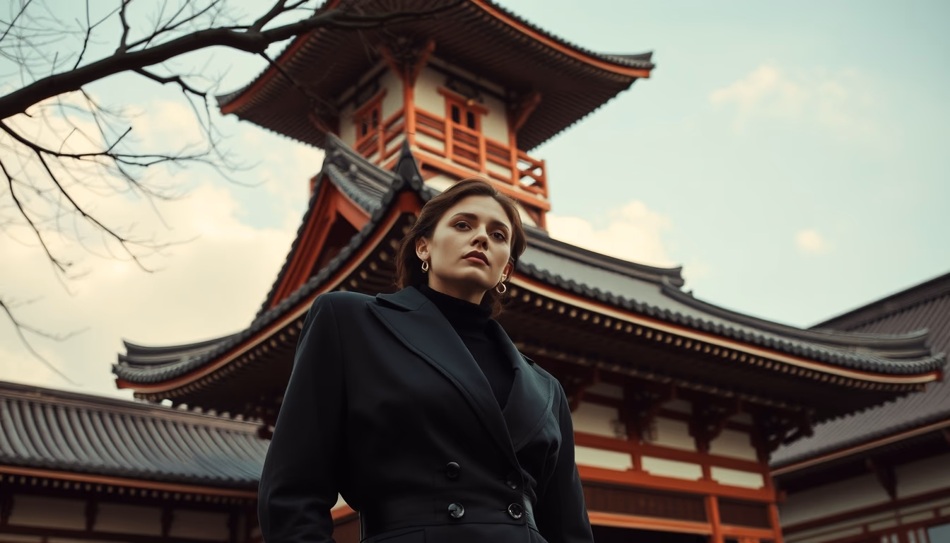 pagoda roof japanese in editorial style