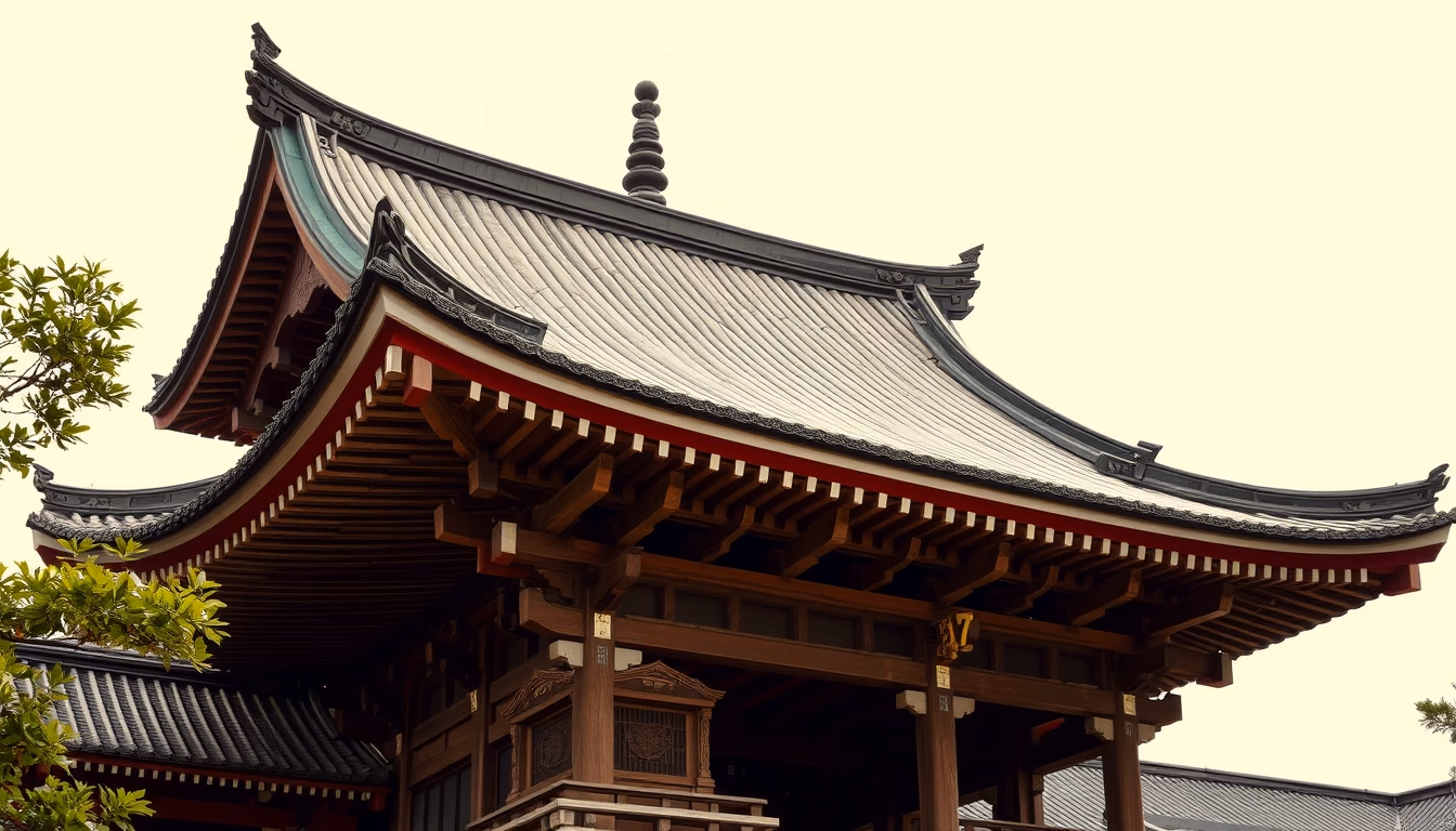 pagoda roof japanese in editorial style