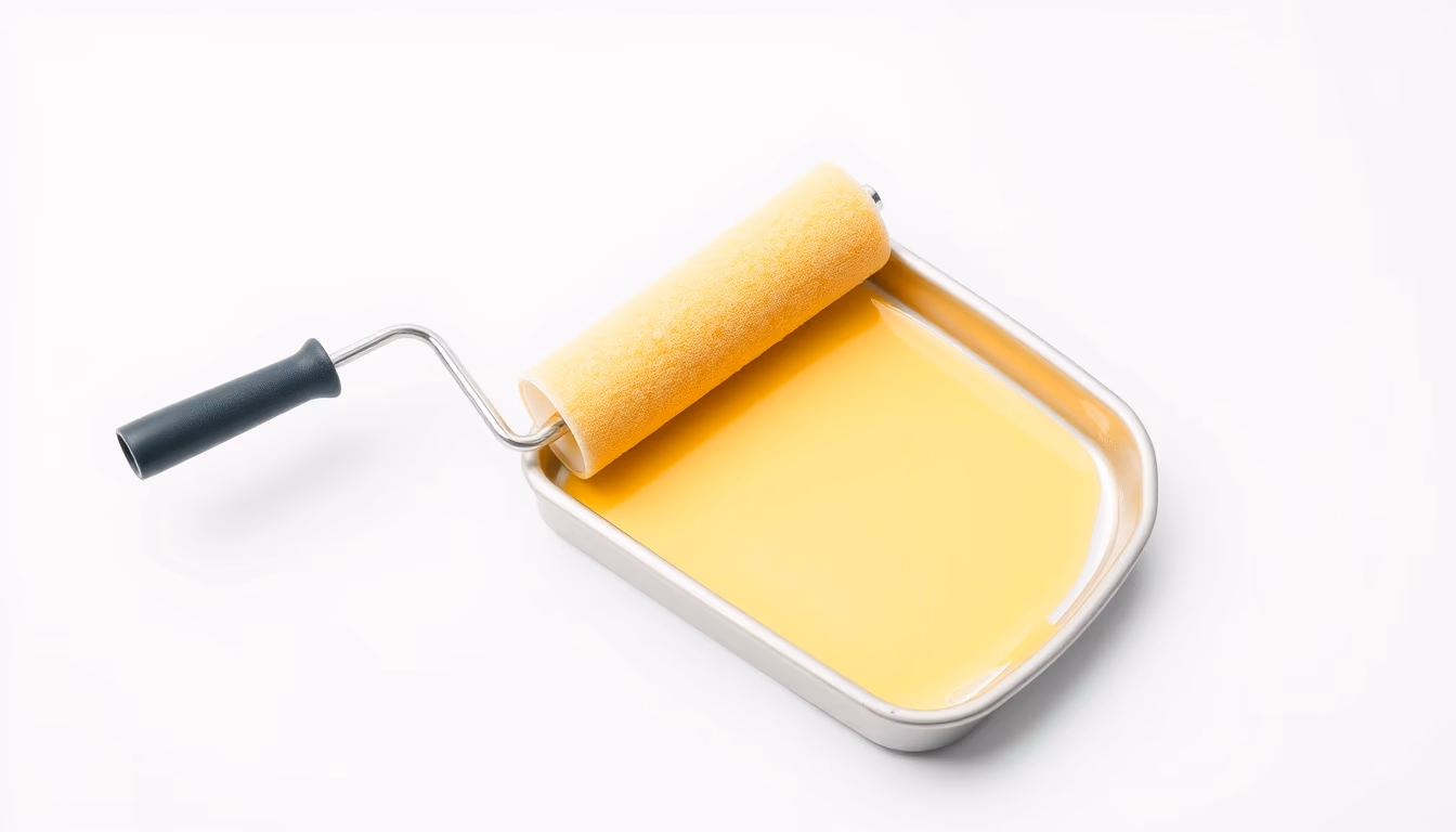paint roller and tray in editorial style