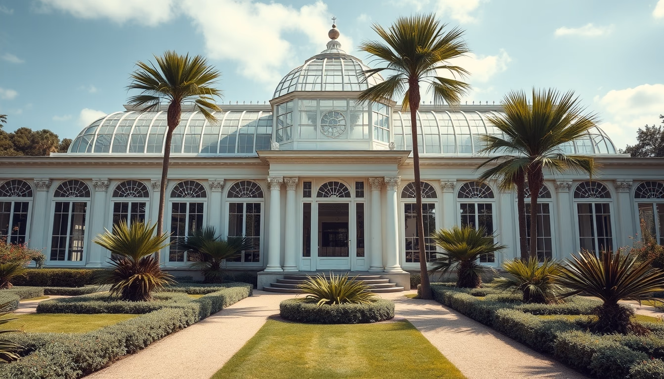 palm house botanical kew in editorial style