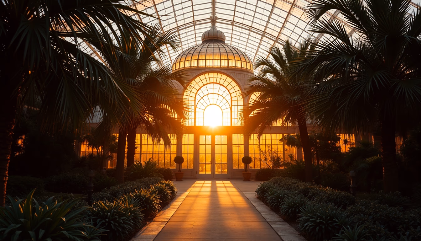 palm house botanical kew in editorial style