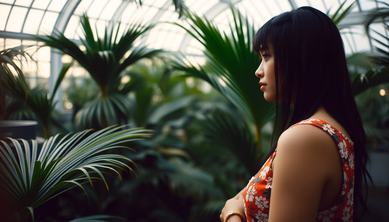 palm house botanical kew in editorial style