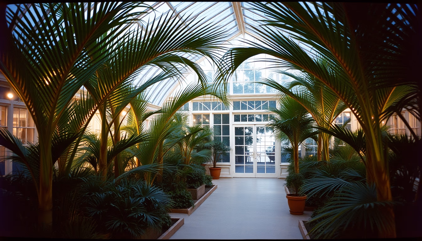 palm house botanical kew in editorial style