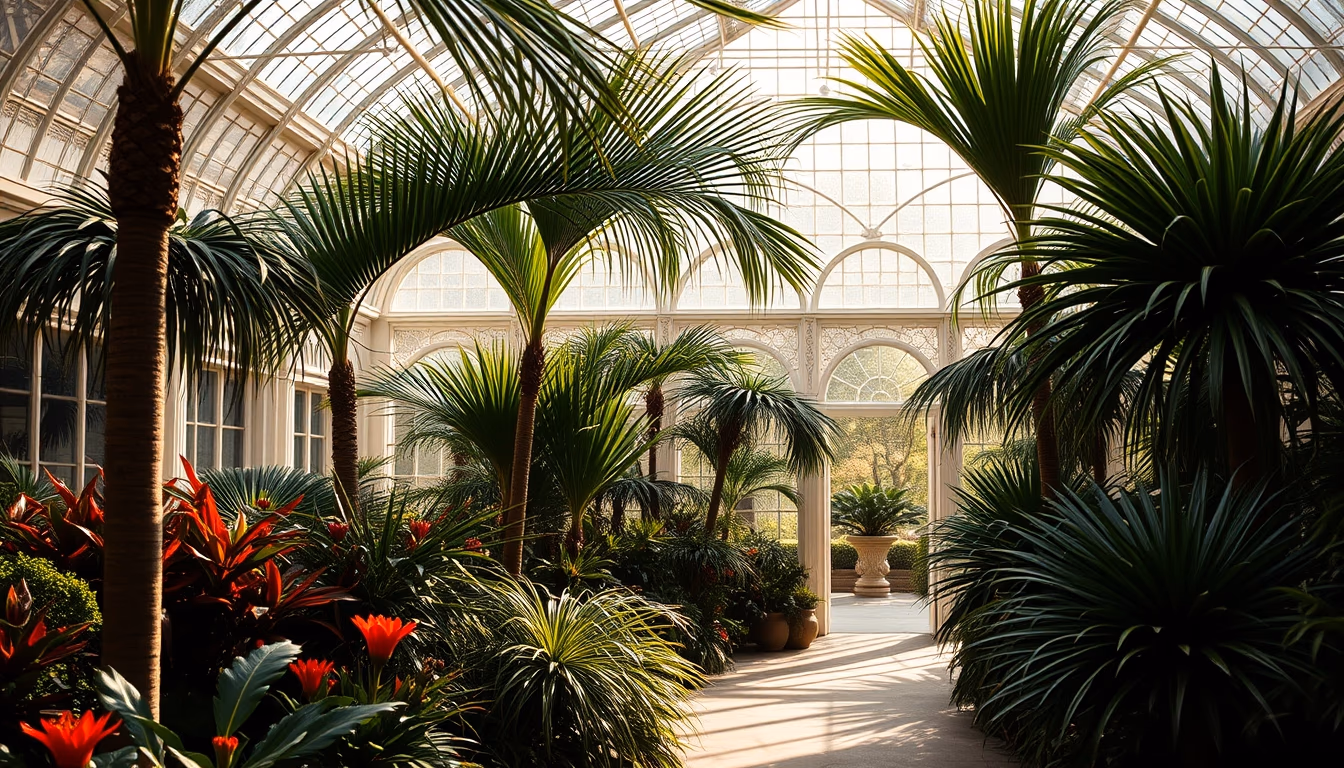 palm house botanical kew in editorial style