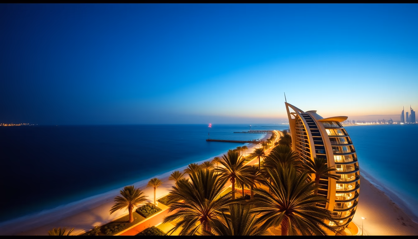 palm jumeirah aerial in editorial style