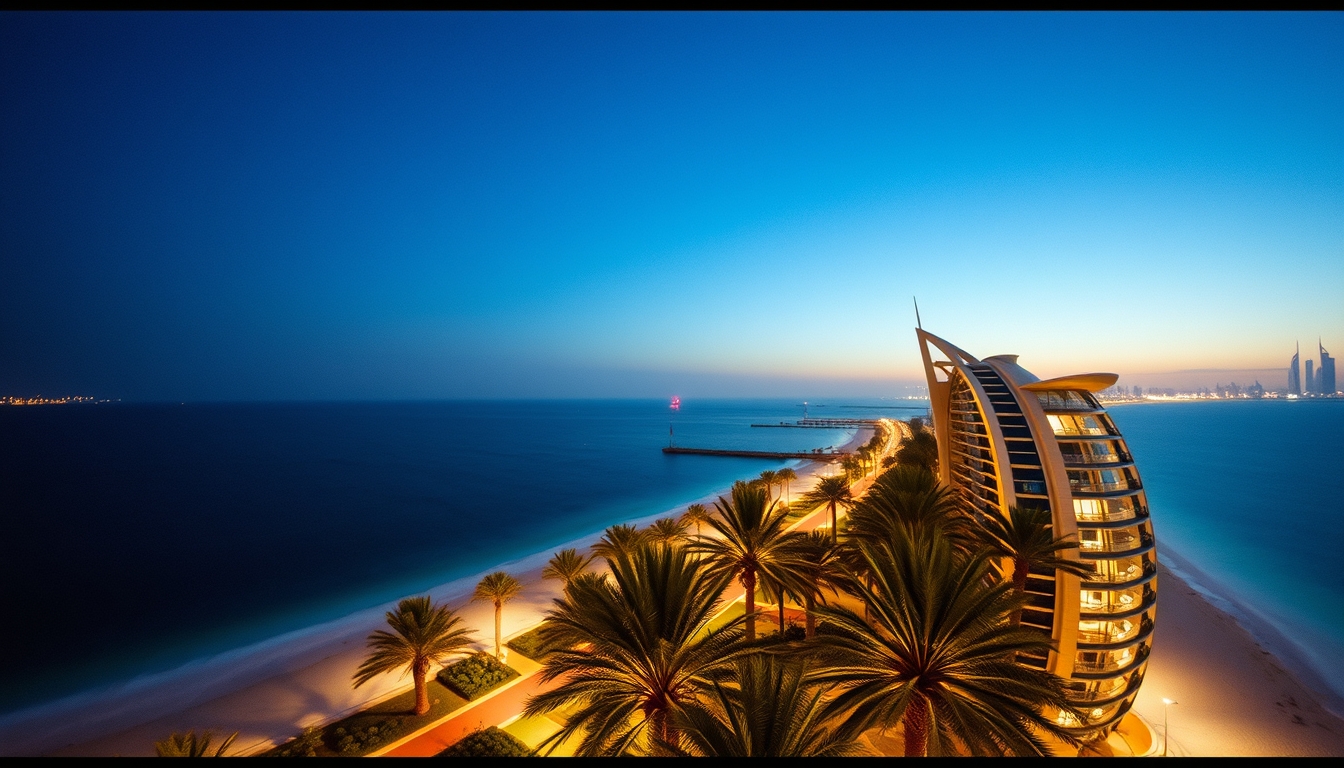 palm jumeirah aerial in editorial style