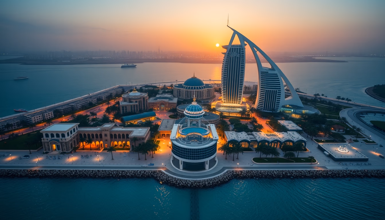 palm jumeirah aerial in editorial style