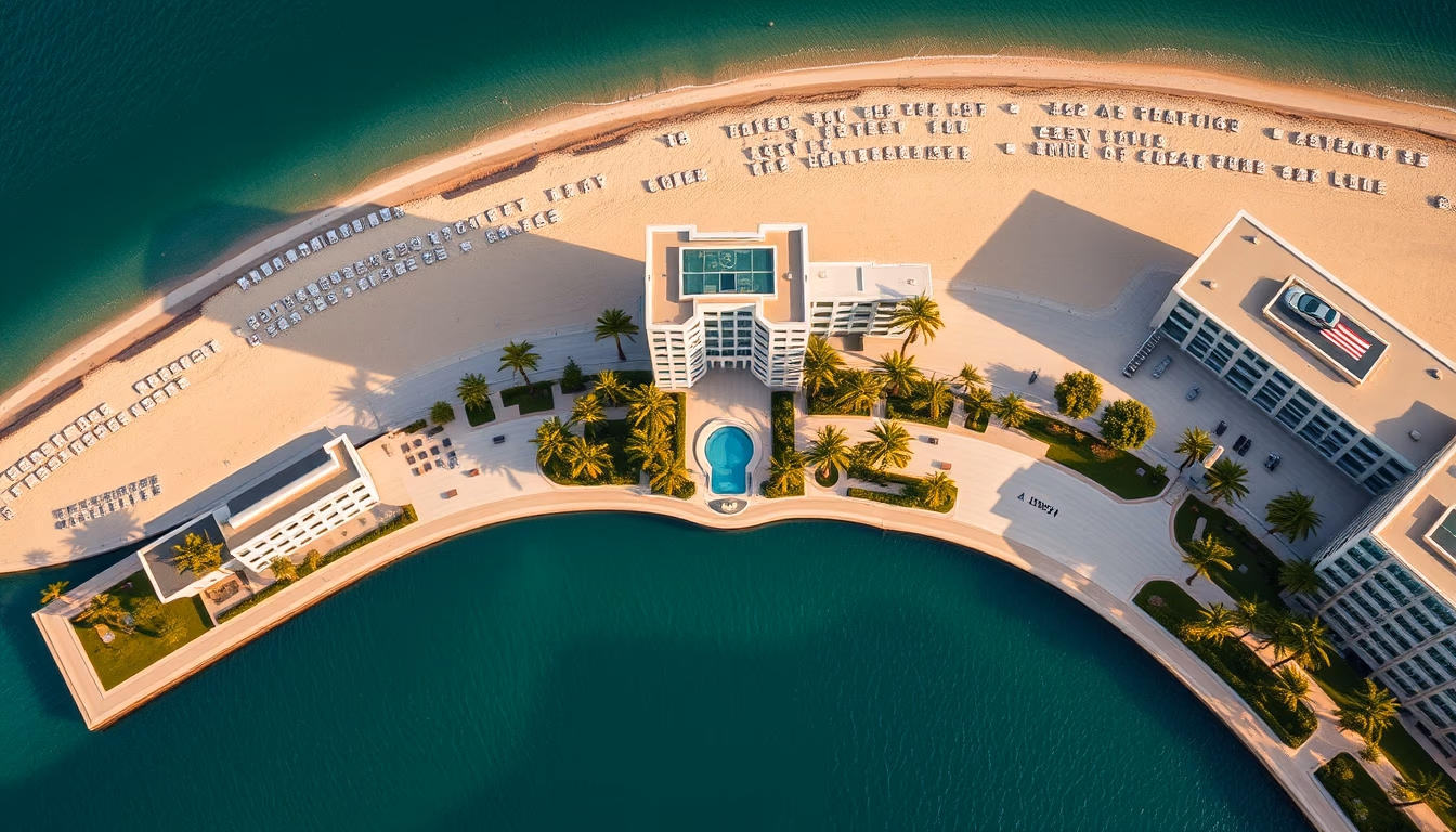 palm jumeirah aerial in editorial style