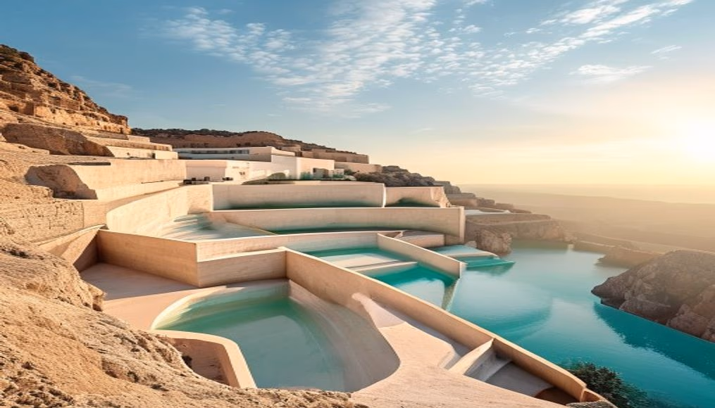 pamukkale terraces turkey in editorial style