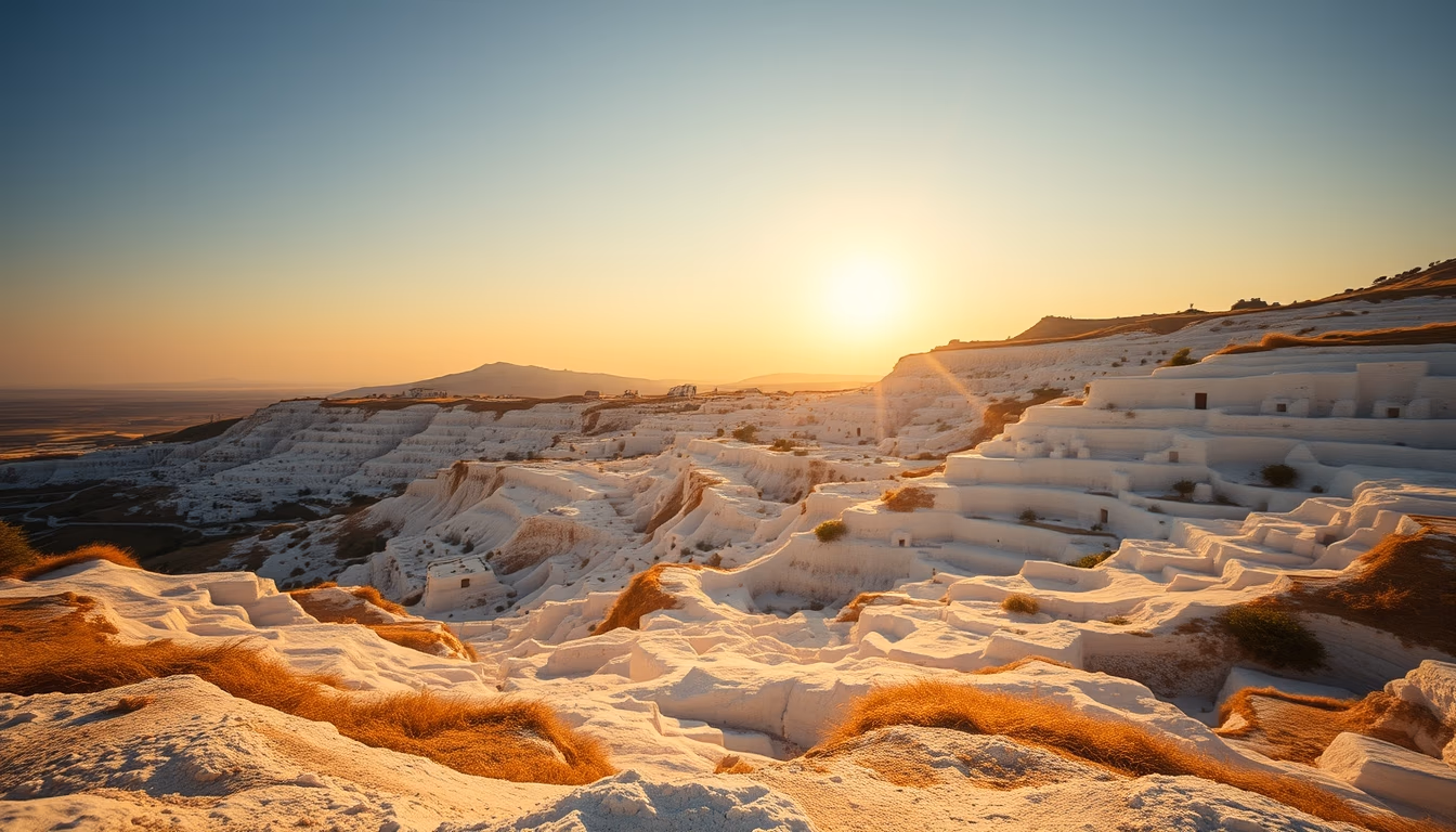 pamukkale terraces turkey in editorial style