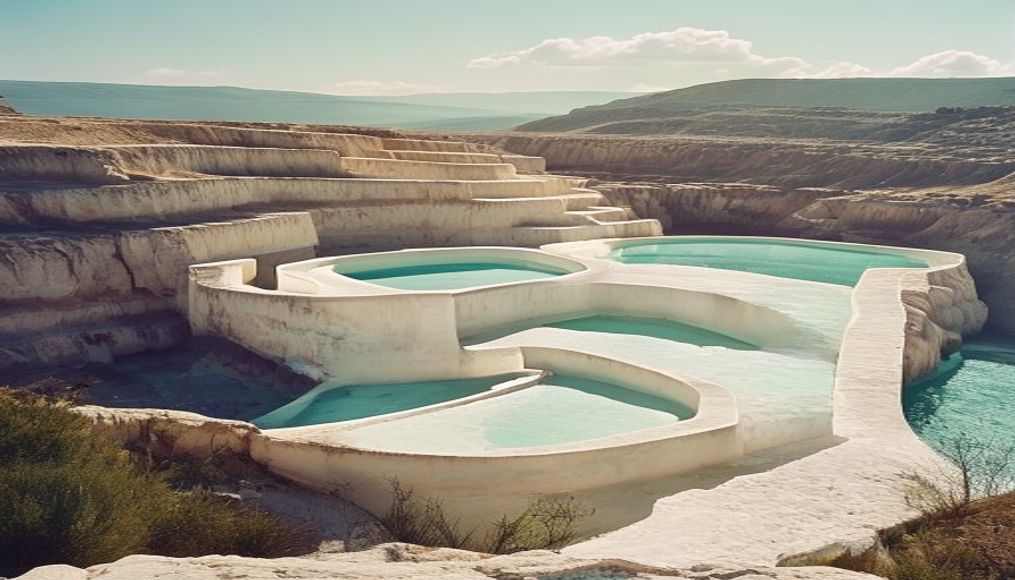 pamukkale terraces turkey in editorial style