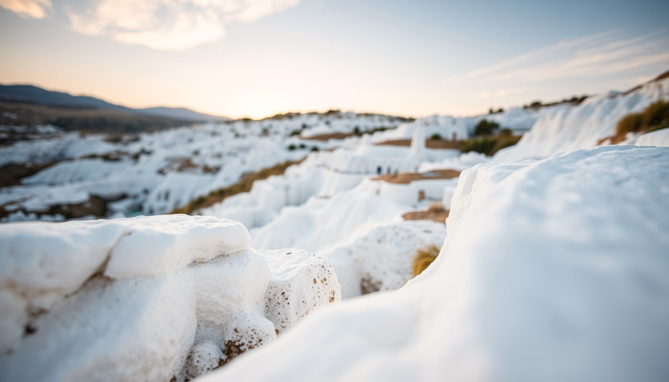 pamukkale terraces turkey in editorial style
