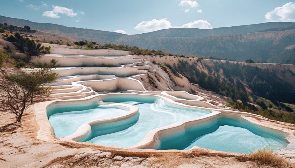 pamukkale terraces turkey in editorial style