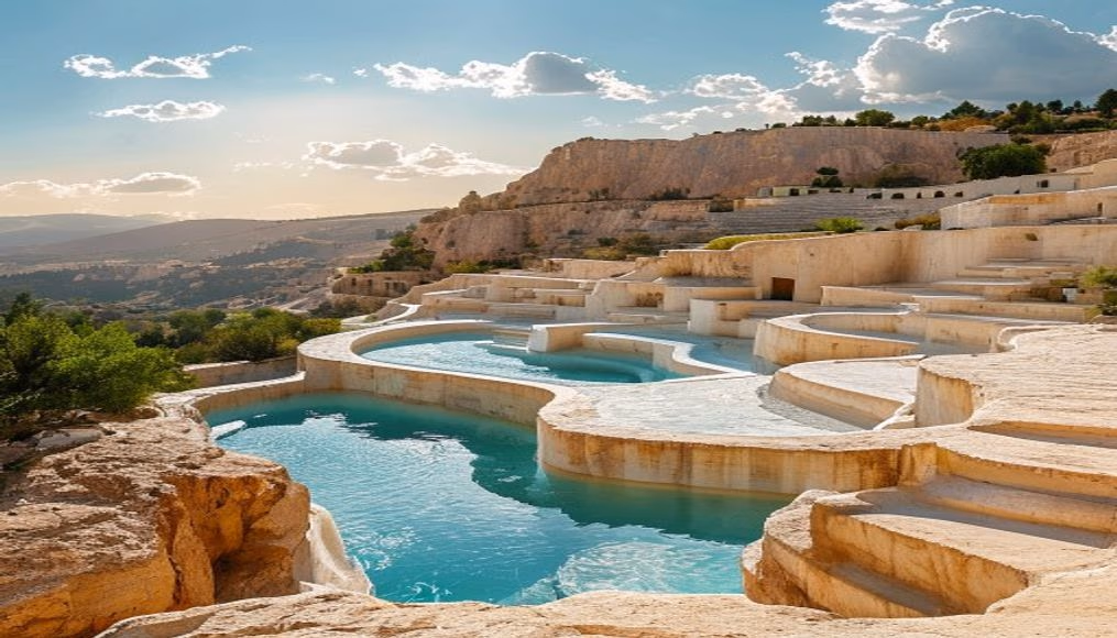 pamukkale terraces turkey in editorial style