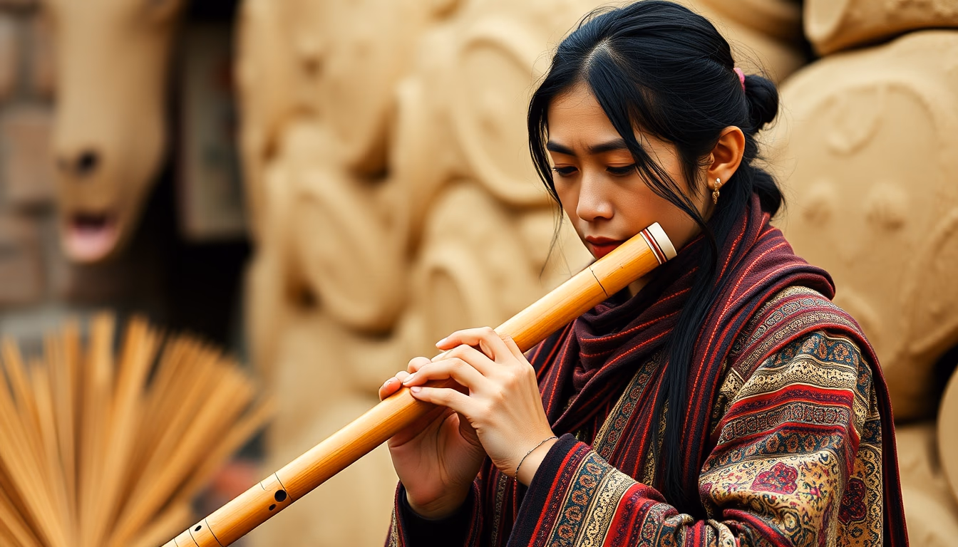 pan flute andean in editorial style