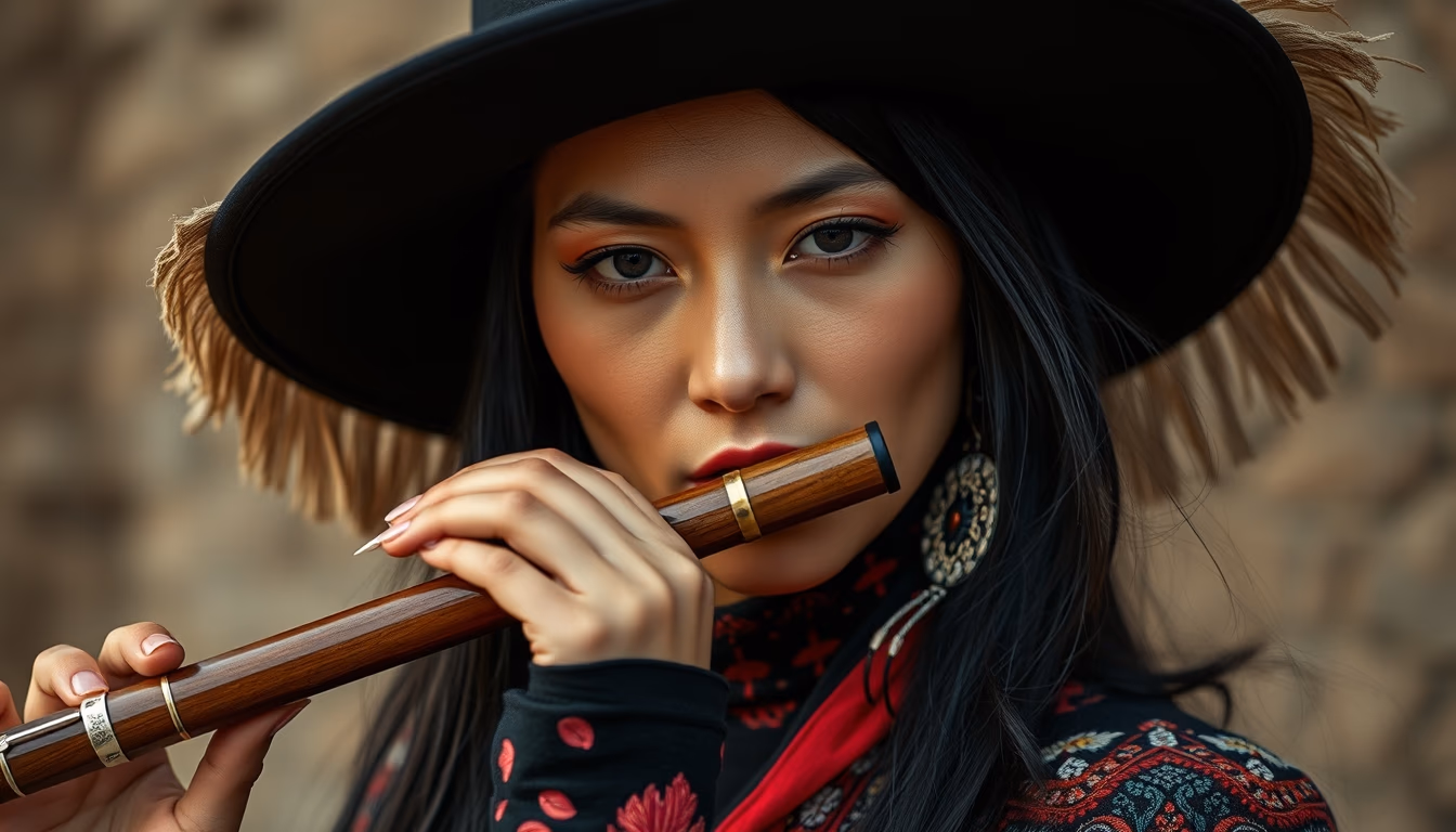 pan flute andean in editorial style