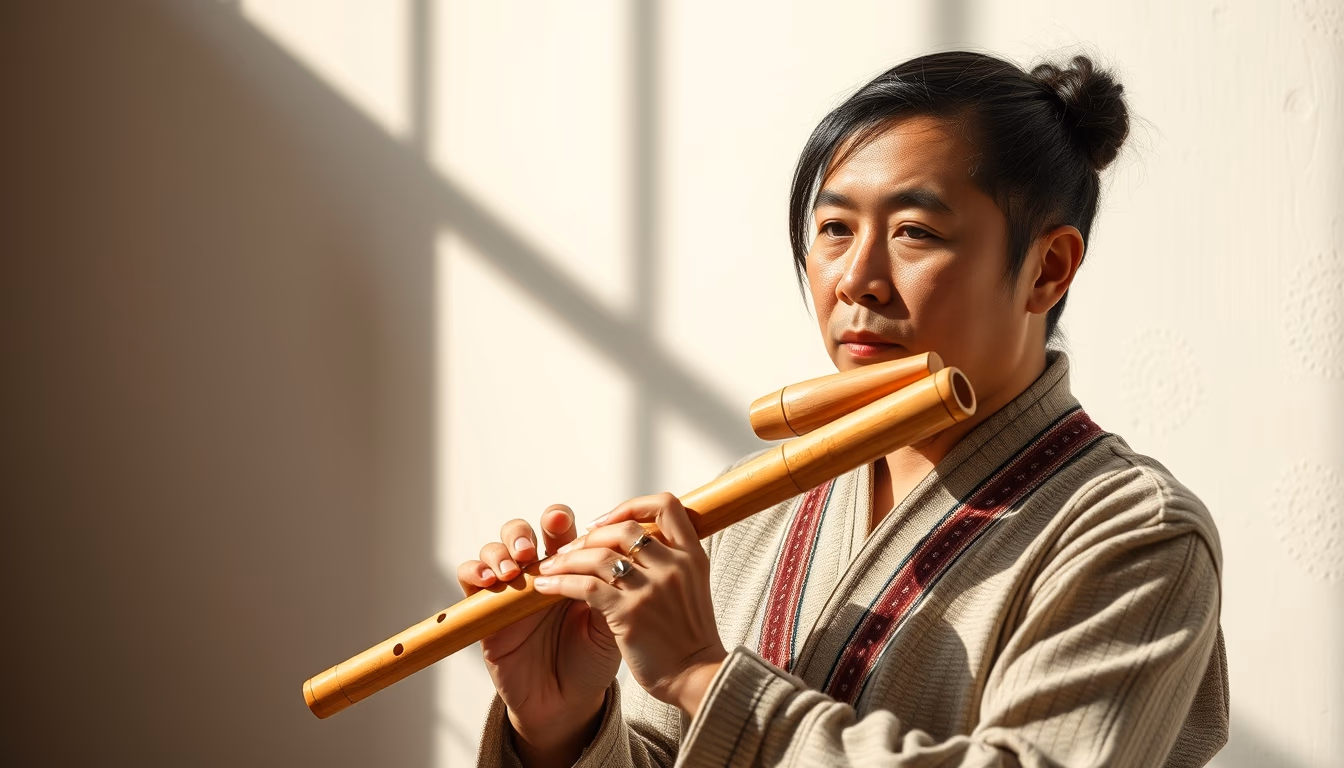 pan flute andean in editorial style