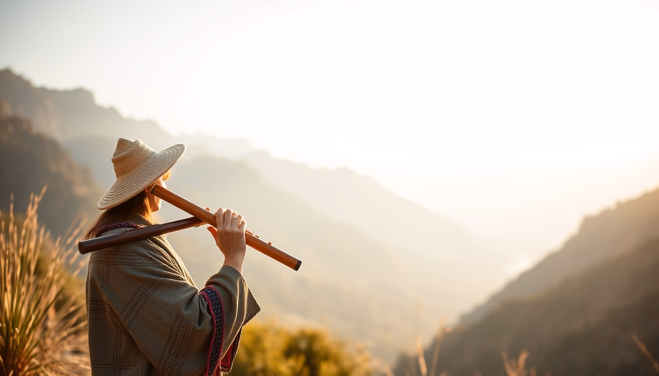 pan flute andean in editorial style