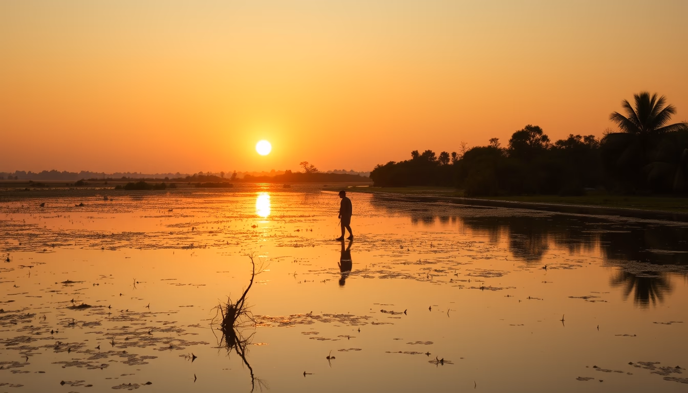 Pantanal wetlands sunrise em estilo editorial