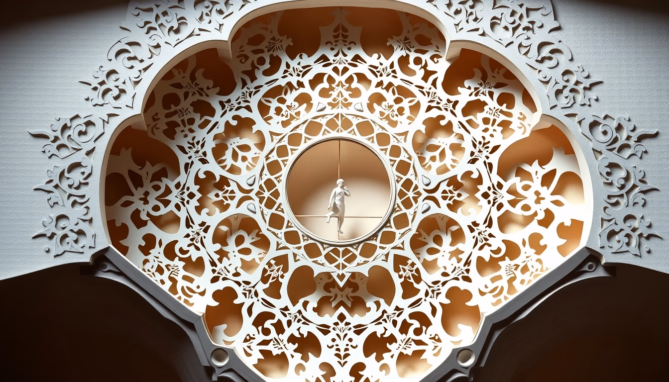 paper sculpture intricate in editorial style