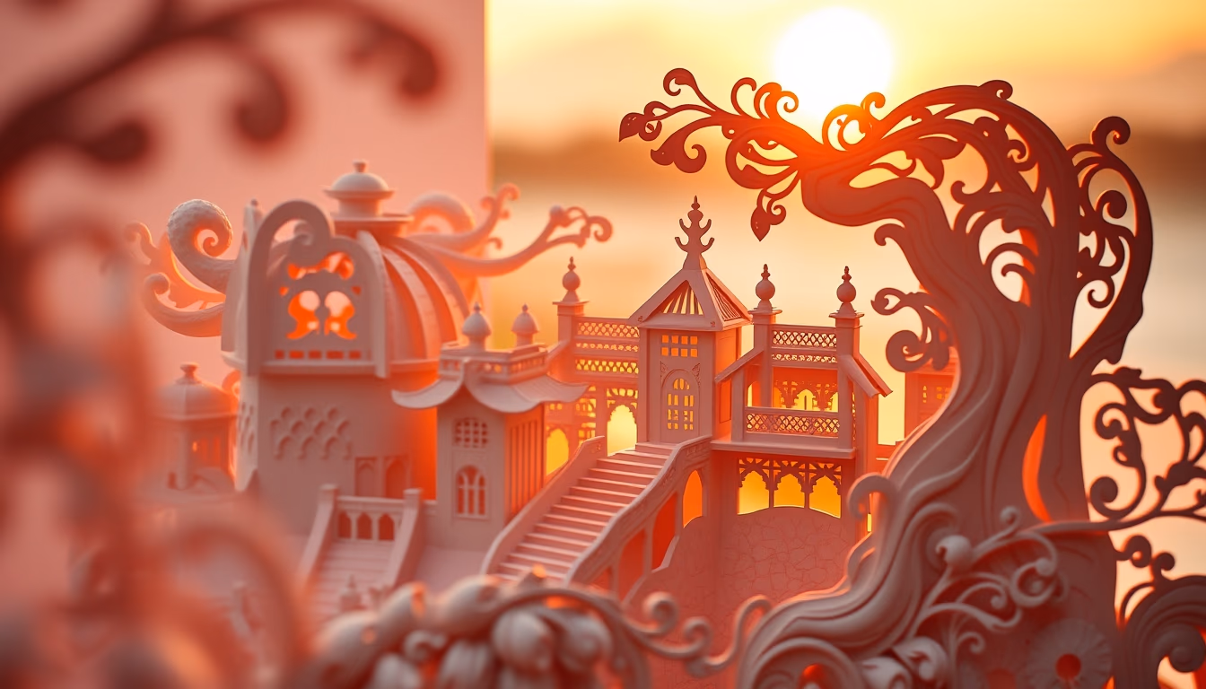 paper sculpture intricate in editorial style