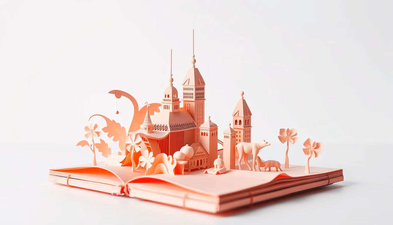 paper sculpture intricate in editorial style