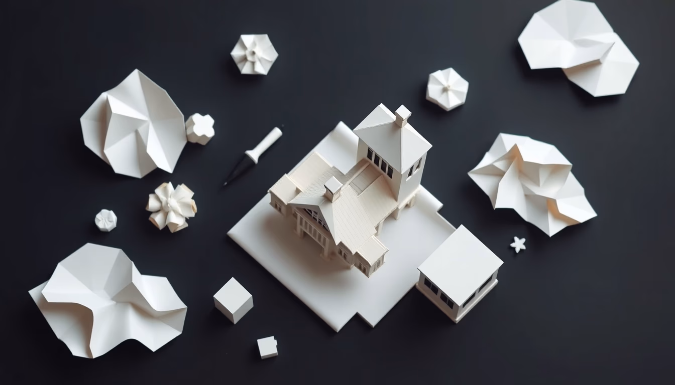 paper sculpture intricate in editorial style