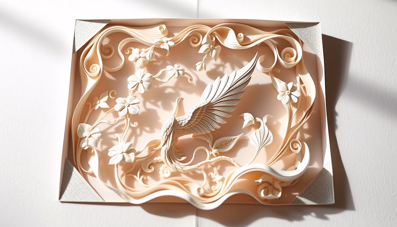 paper sculpture intricate in editorial style