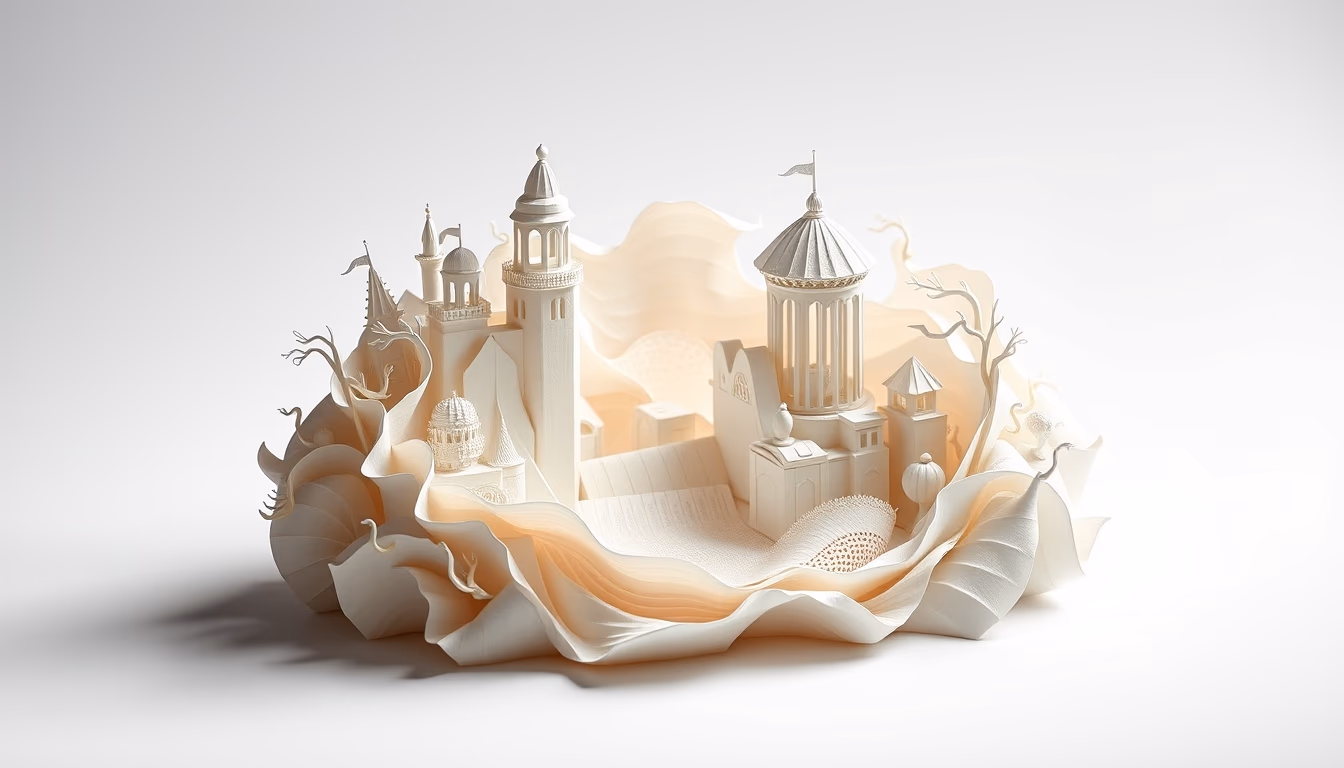 paper sculpture intricate in editorial style