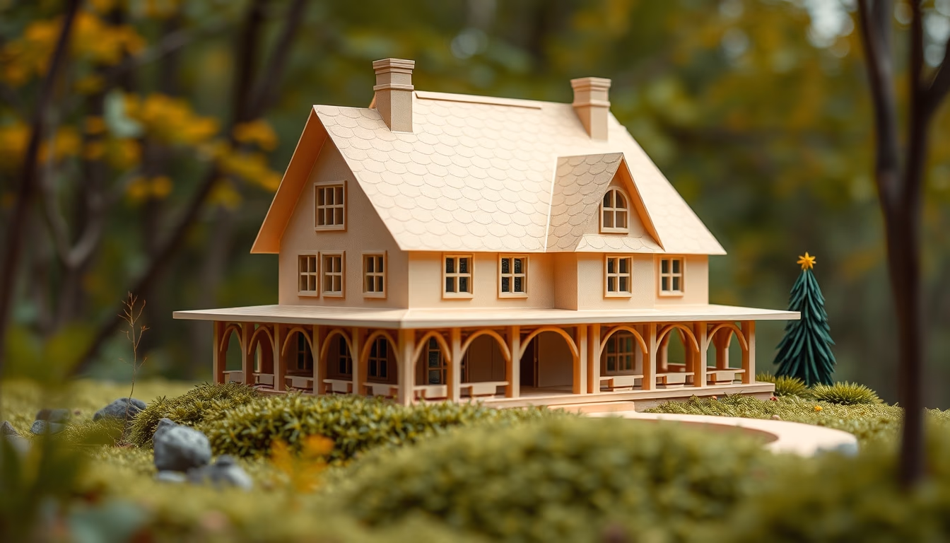 papercraft architecture in editorial style