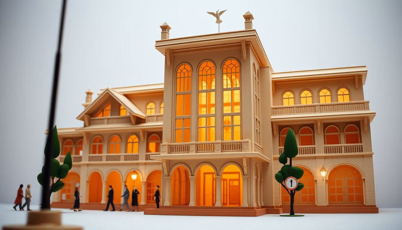 papercraft architecture in editorial style