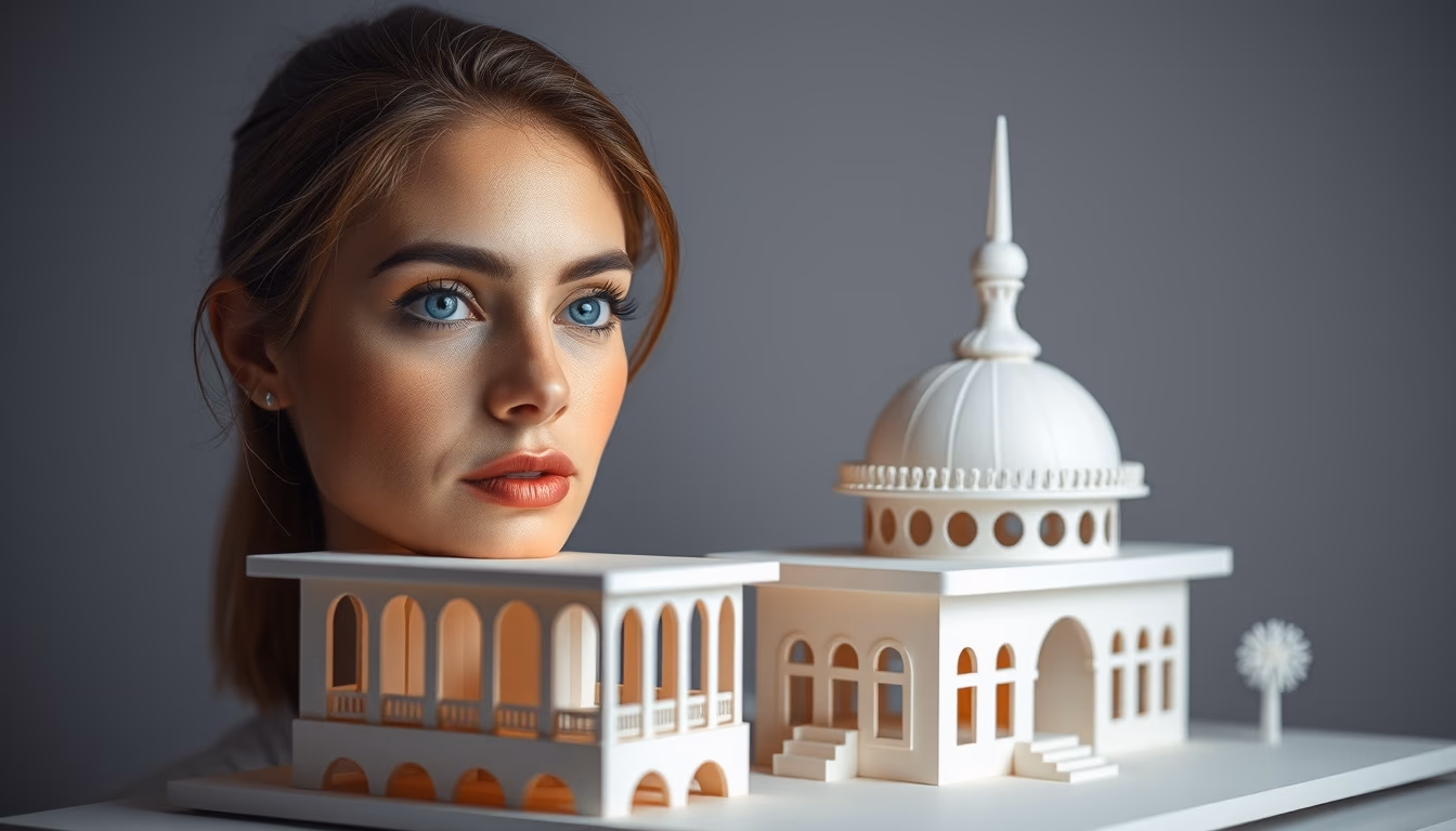 papercraft architecture in editorial style