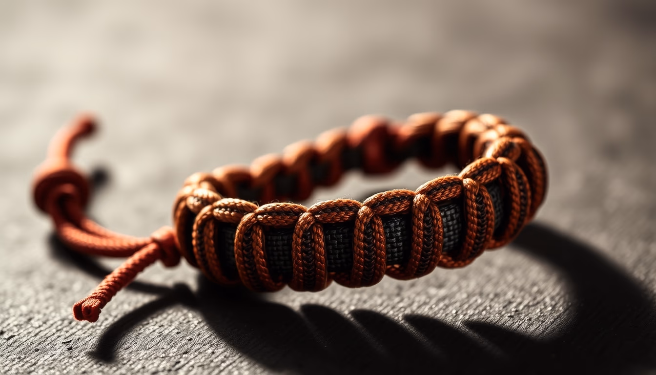 paracord bracelet woven in editorial style
