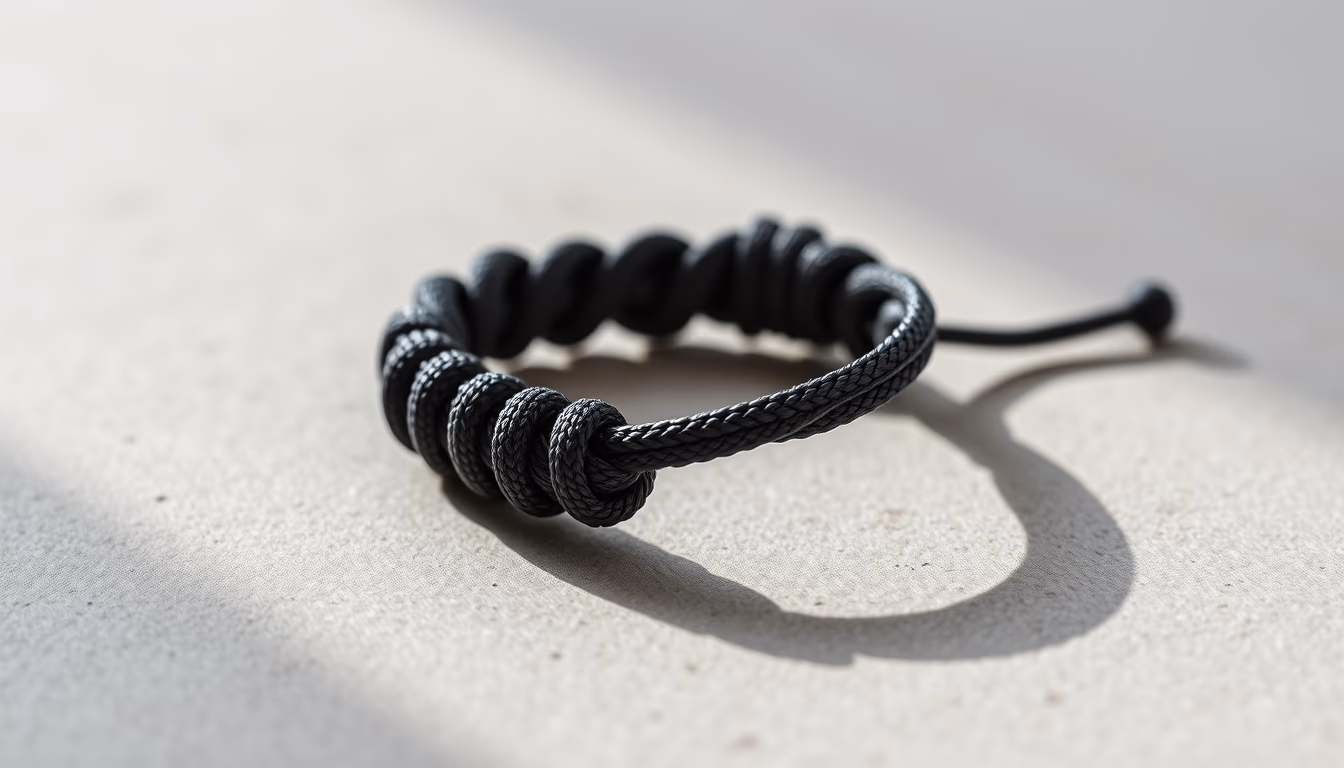 paracord bracelet woven in editorial style