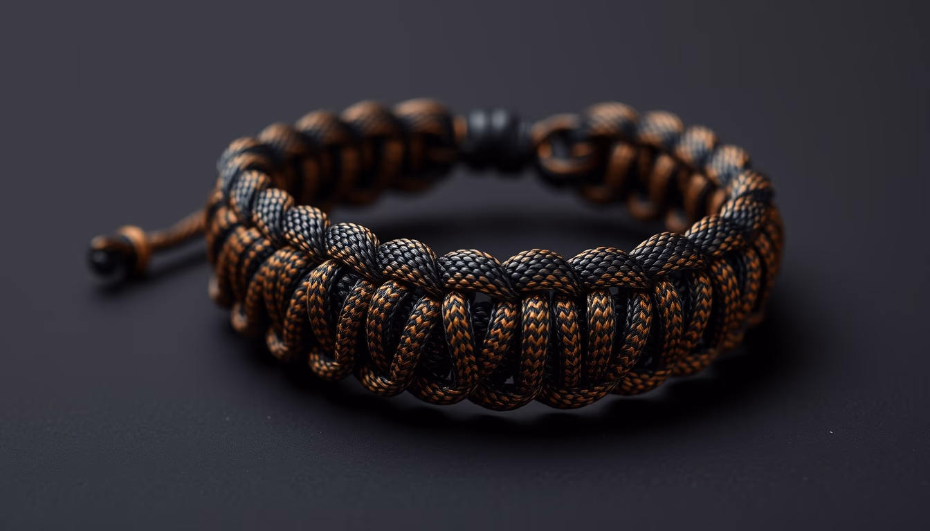 paracord bracelet woven in editorial style