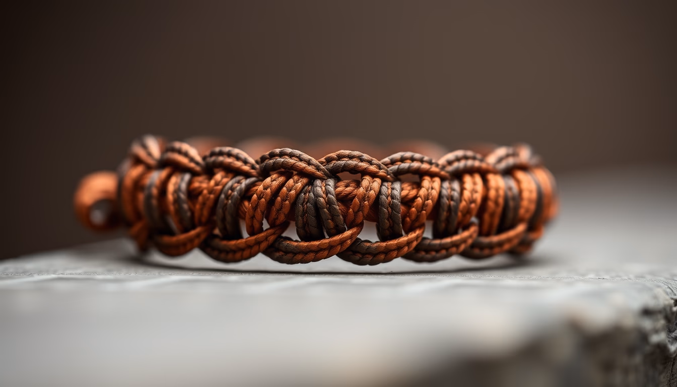 paracord bracelet woven in editorial style