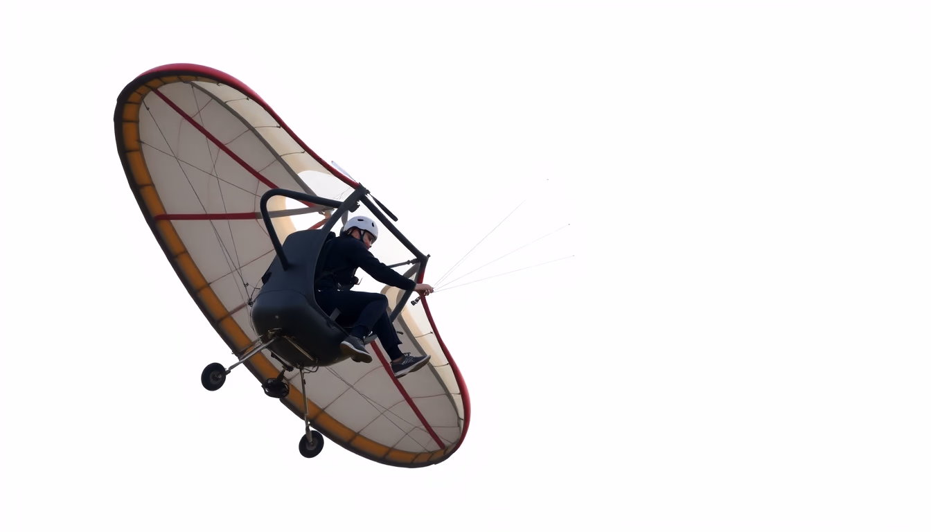 paramotor flight in editorial style