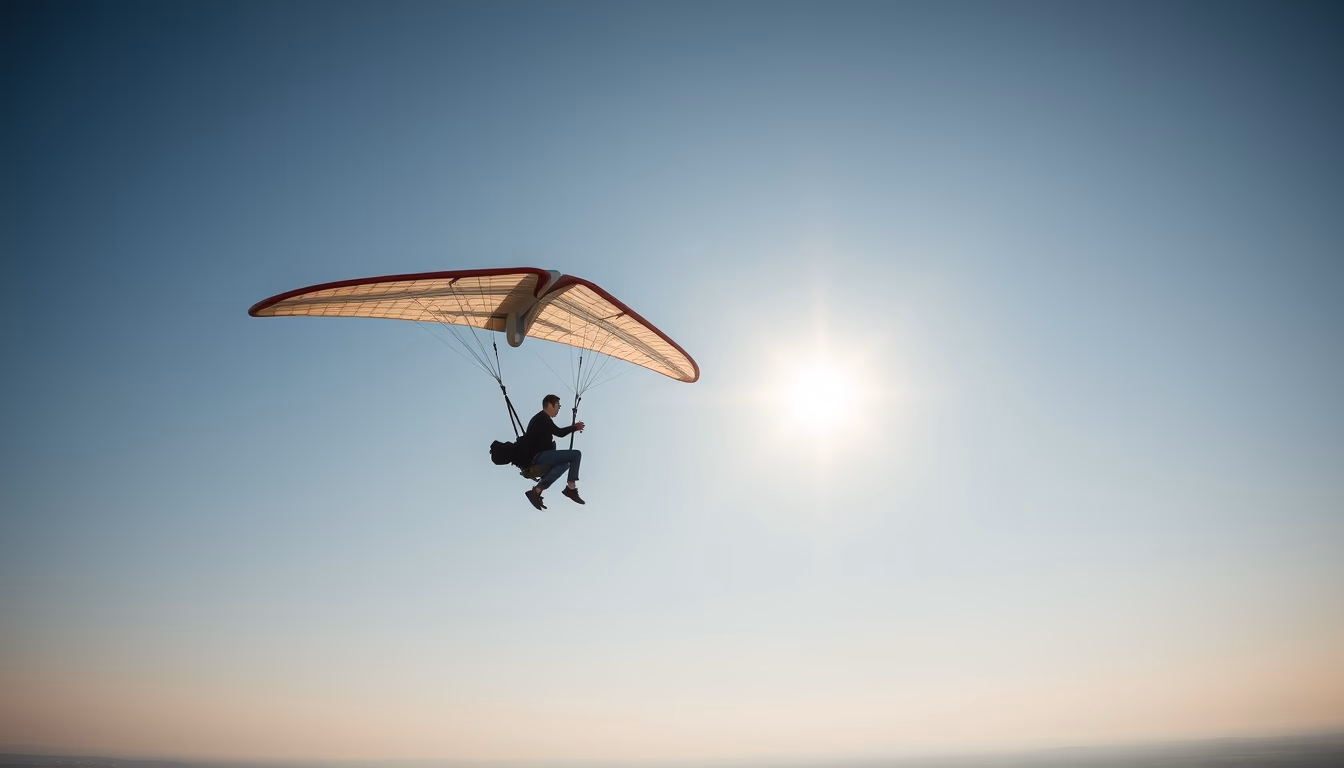 paramotor flight in editorial style