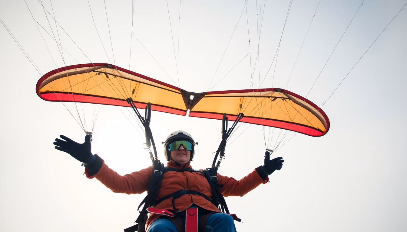 paramotor flight in editorial style