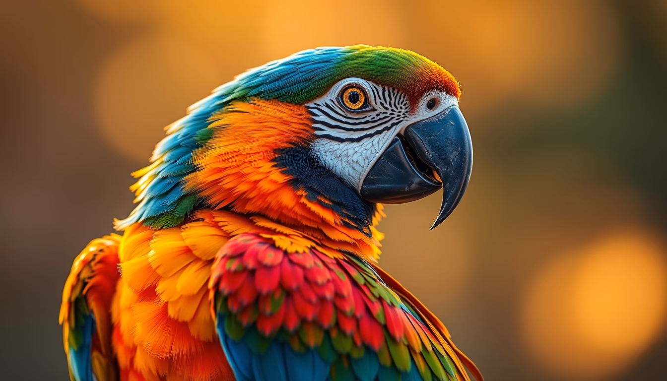 parrot colorful feathers in editorial style