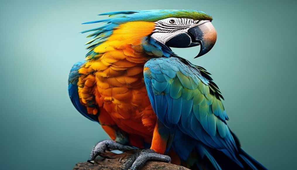 Parrot colorful feathers em estilo editorial