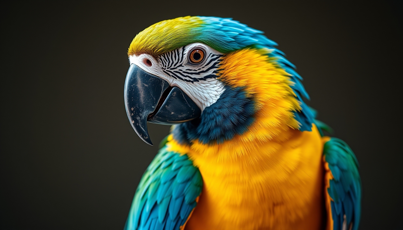 parrot colorful feathers in editorial style